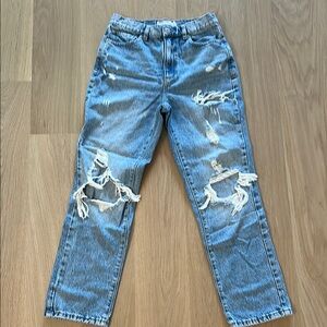 Garage Denim Vintage Straight Distressed Blue Jeans